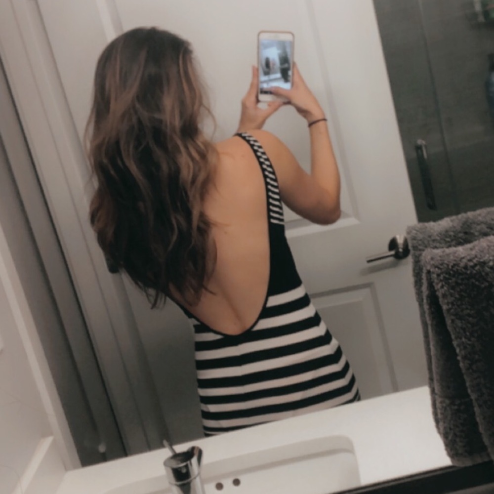 Striped maxi dress with low back